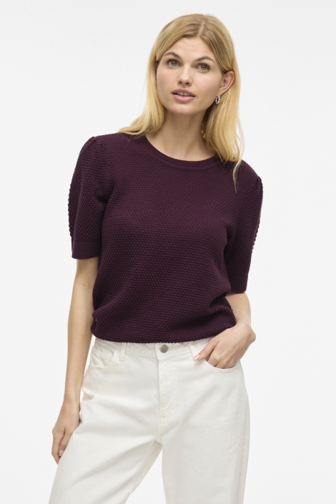 Vila bordeaux dames t-shirt | Model vooraanzicht