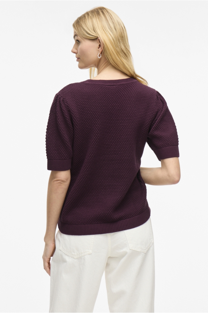 Vila bordeaux dames t-shirt | Model vooraanzicht