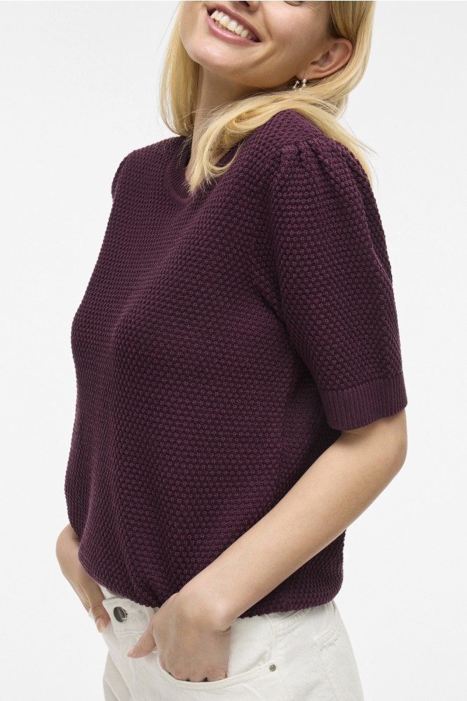 Vila bordeaux dames t-shirt | Close up