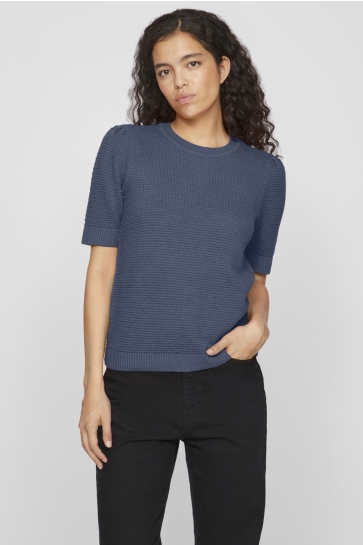 Vila T-shirt VIDALO O-NECK S/S KNIT TOP - NOOS 14084421 Vintage Indigo