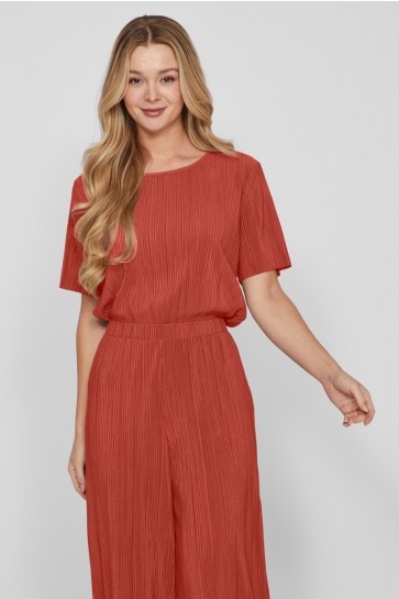 Vila T-shirt VIPLISA O-NECK S/S TOP - NOOS 14089481 Paprika
