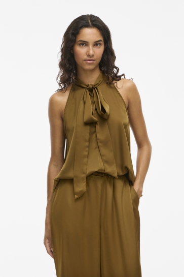 Vila VIFADIA S/L TIE DETAIL TOP 14114302 TAPENADE