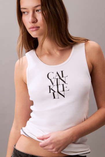 Calvin Klein Top COTTON RIB SOLID LV044C219G YAA BRILLIANT WHITE