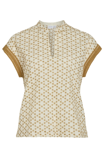 Vila Blouse VISUMIRA V-NECK CP TOP 14106196 Birch/Wood thrush