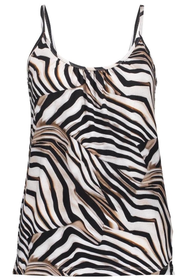 Geisha Top SUE SINGLET MET PATROON 52448 60 000010 OFF-WHITE/BLACK