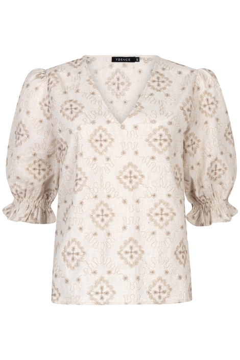 Ydence beige dames t-shirt | Vooraanzicht