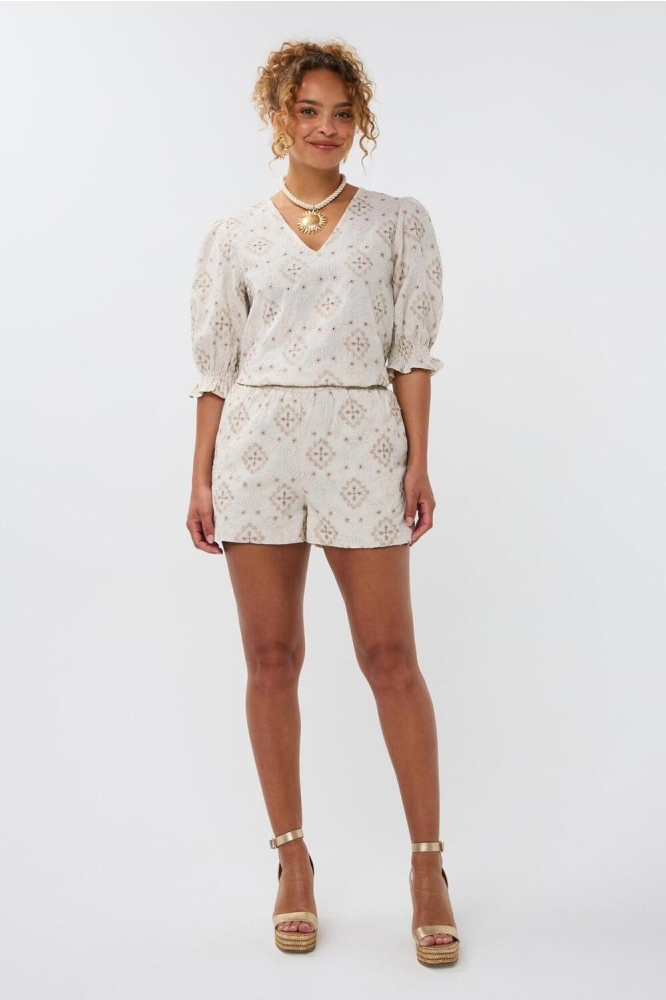 Ydence beige dames t-shirt | Model