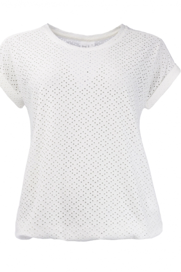 NED T-shirt BRISIA PLAIN SS AJOUR 24S4 U195 01 ECRU 