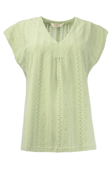 NED T-shirt SERING SL RMJ CHAIN AJOUR 25S3 U297 02 FROZTY GREEN