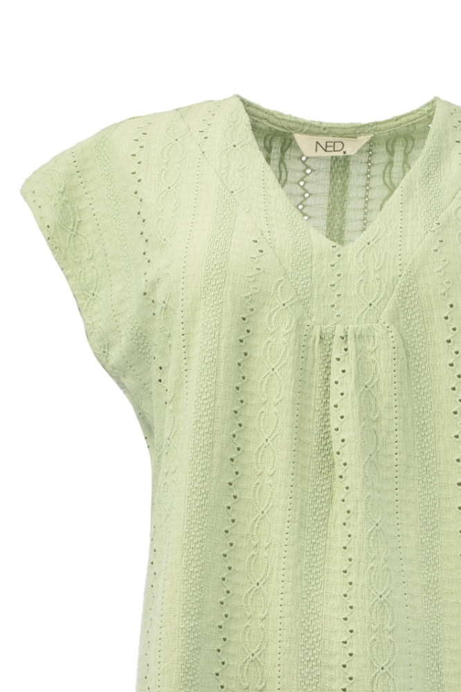 NED groene dames t-shirt | Close up