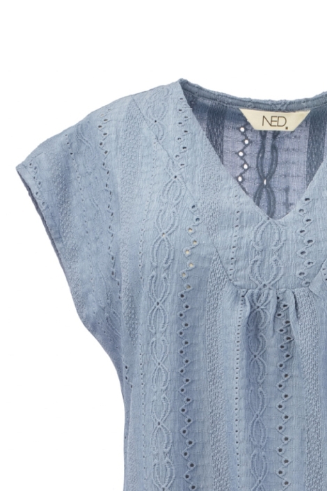 NED blauwe dames t-shirt | Close up
