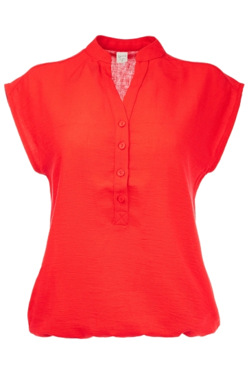 NED T-shirt LUCIE WOVEN SL WASHED CRINCLE 25S4 U287 02 RED