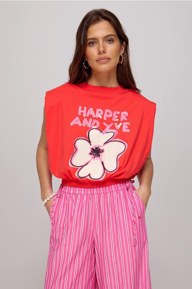 Harper & Yve rode dames top | Model vooraanzicht