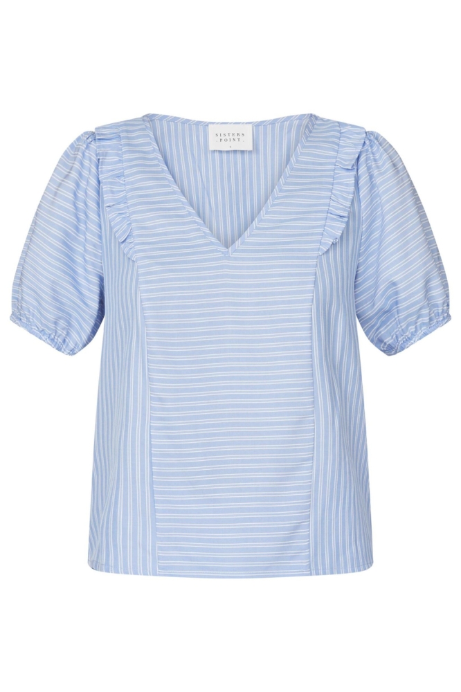 SisterS point blauwe dames blouse | Vooraanzicht