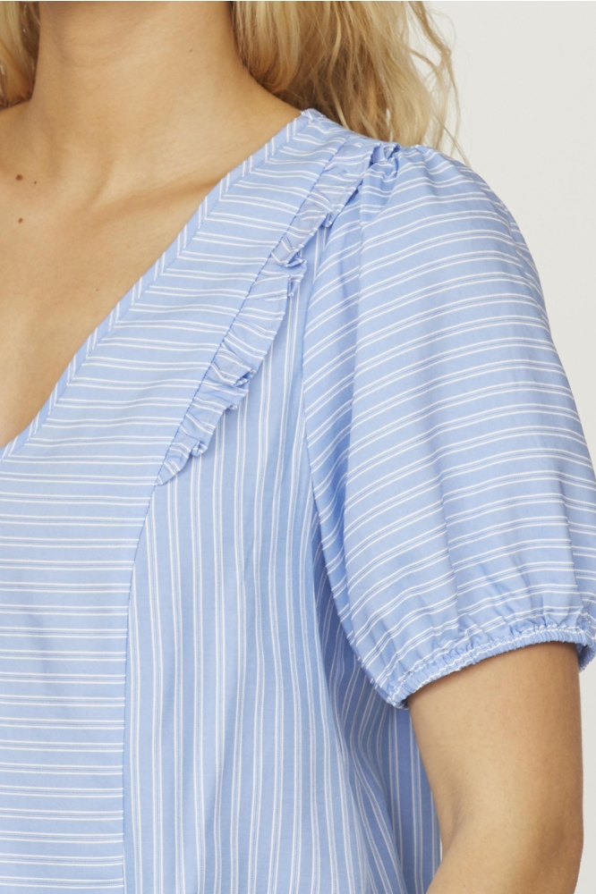 SisterS point blauwe dames blouse | Close up