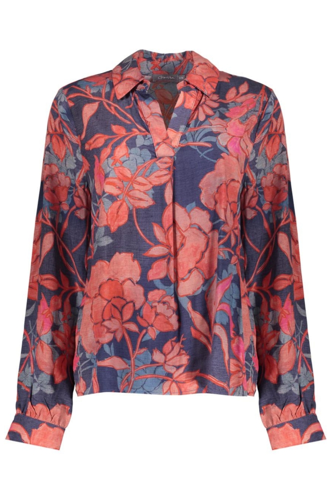 Geisha blauwe dames blouse | Vooraanzicht