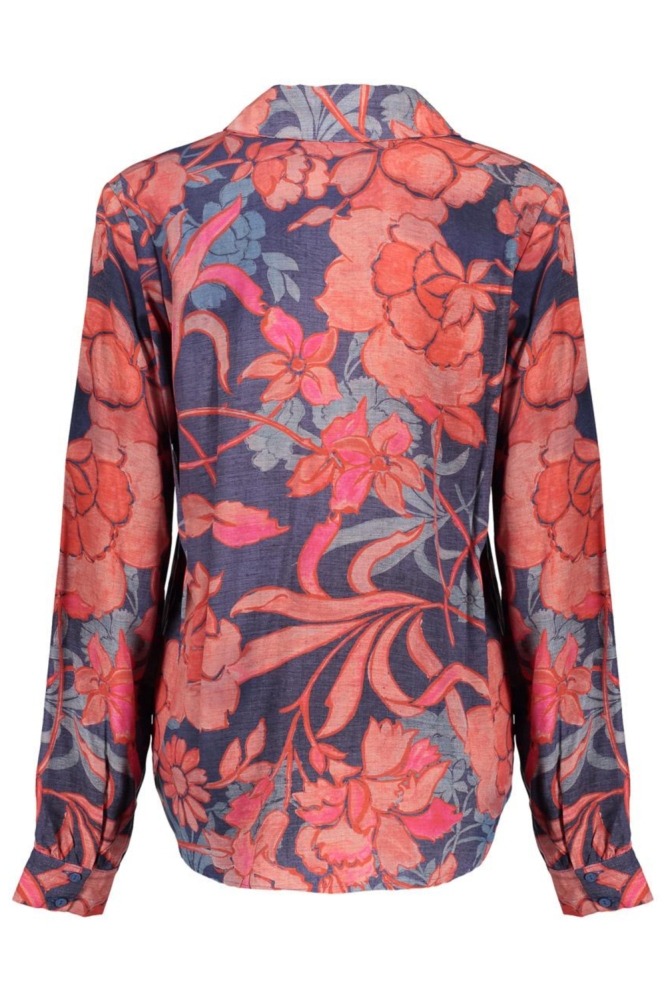 Geisha blauwe dames blouse | Achteraanzicht