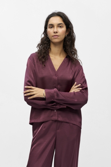 Object Blouse OBJCHILLI L/S RE SHIRT E WI25 23048587 MAUVE WINE