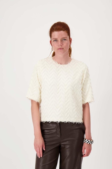 Zusss T-shirt FEATHER JACQUARD TOP 0304-203 1024 KIT