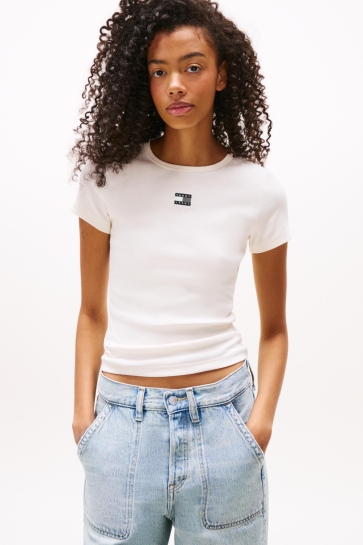 Tommy Jeans TJW SLIM BADGE RIB DW0DW17881 YBH ANCIENT WHITE