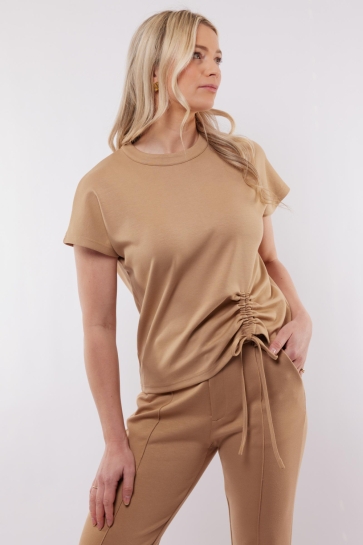 C&S The Label T-shirt TESS TOP 25NQH01 523 LIGHT CAMEL