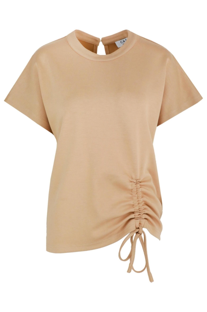 C&S The Label camel dames t-shirt | Vooraanzicht