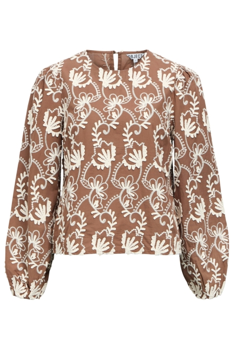 Object bruine dames blouse | Vooraanzicht