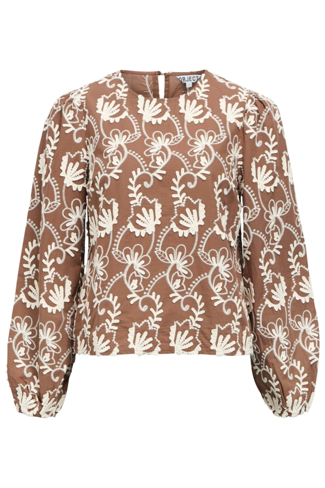 Object bruine dames blouse | Vooraanzicht