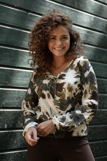 FOS Amsterdam Blouse LEXI SPLASH 7563 324 BOTTLE GREEN