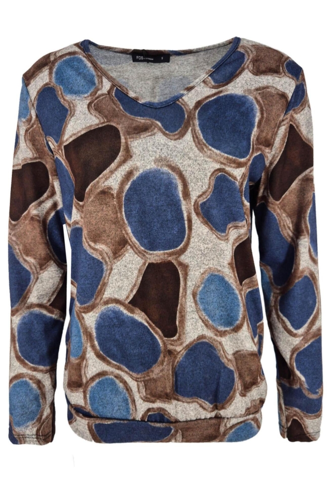 FOS Amsterdam blauwe dames t-shirt | Vooraanzicht