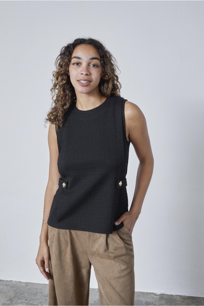 SisterS point zwarte dames top | Model vooraanzicht