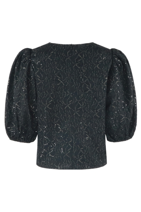 Fluresk zwarte dames t-shirt | Achteraanzicht