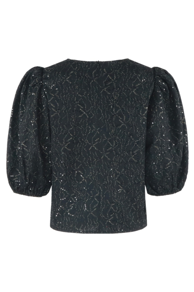 Fluresk zwarte dames t-shirt | Achteraanzicht