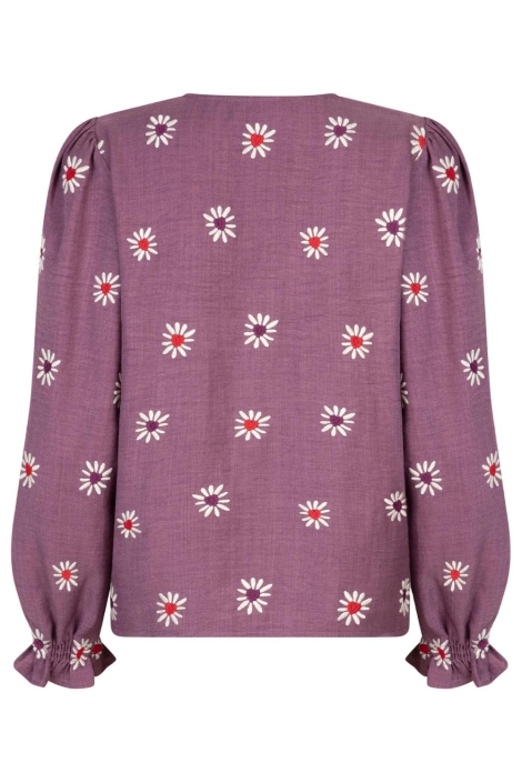 Ydence paarse dames blouse | Achteraanzicht