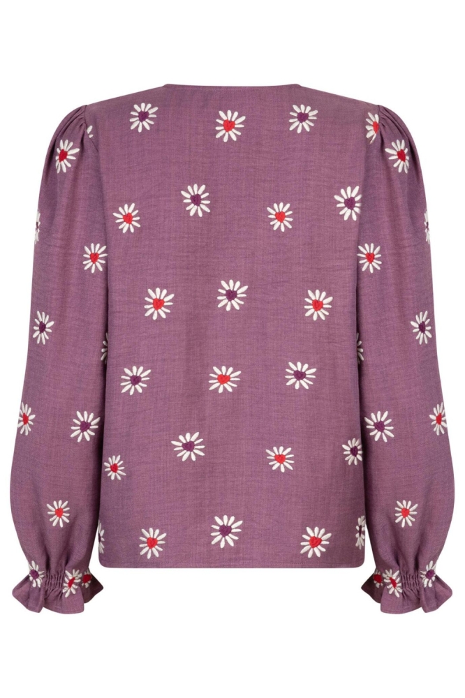 Ydence paarse dames blouse | Achteraanzicht