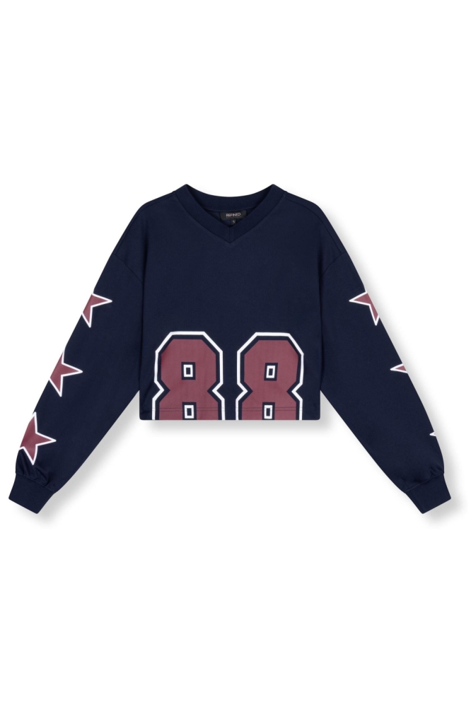 Refined Department blauwe dames top | Model vooraanzicht