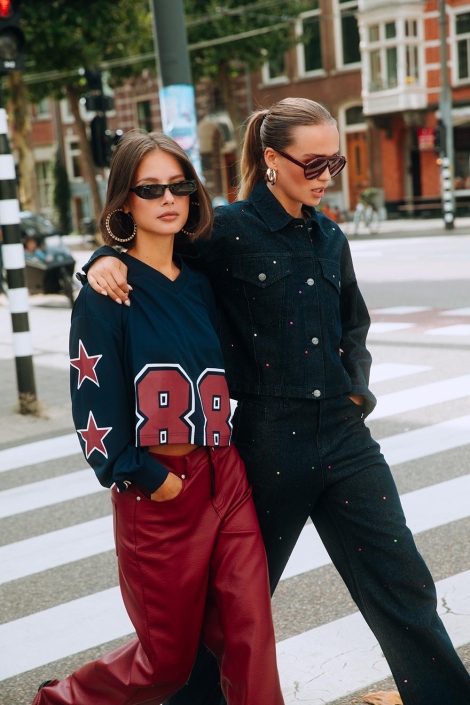 Refined Department blauwe dames top | Vooraanzicht