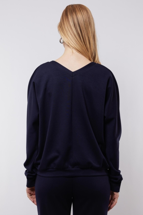 C&S The Label blauwe dames t-shirt | Model achteraanzicht