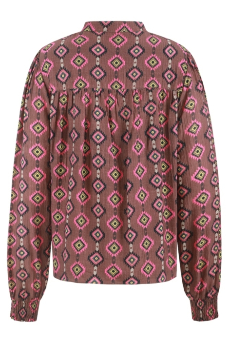 Fluresk bruine dames blouse | Achteraanzicht