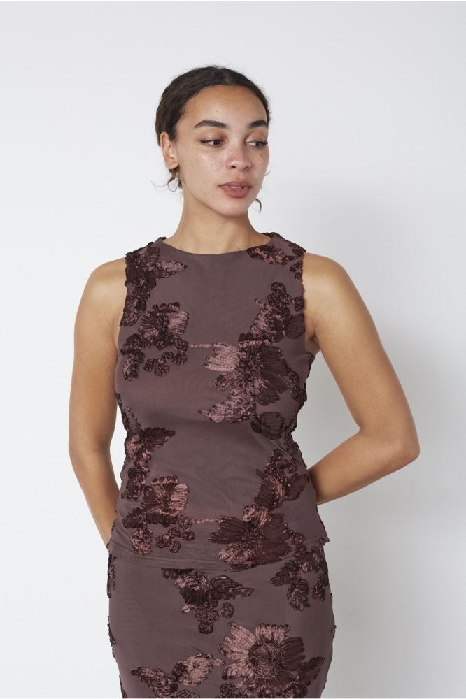 SisterS point bruine dames top | Model vooraanzicht
