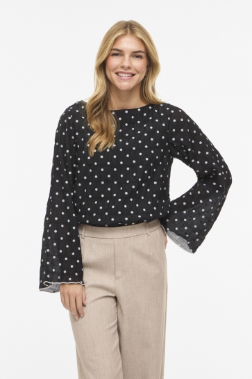 Vila Blouse VIEBLA L/S TOP 14116273 Black/White dots