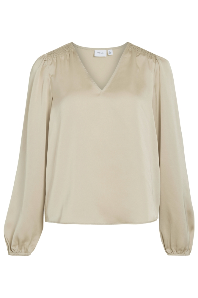 Vila ecru dames t-shirt | Vooraanzicht