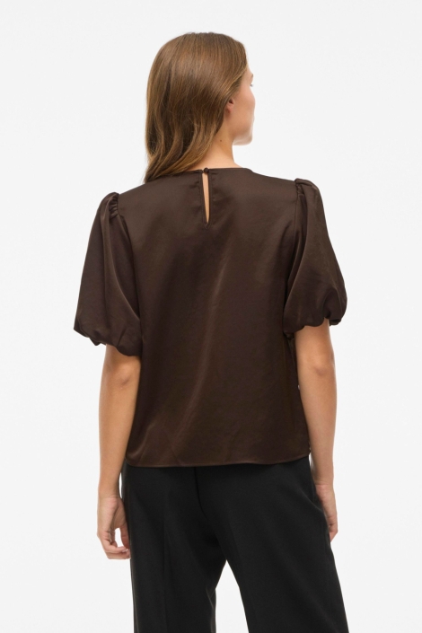 Vila bruine dames t-shirt | Model achteraanzicht