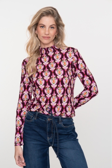 Geisha TOP MET SMOCK EN IKAT PRINT 52883 60 PINK/GREEN
