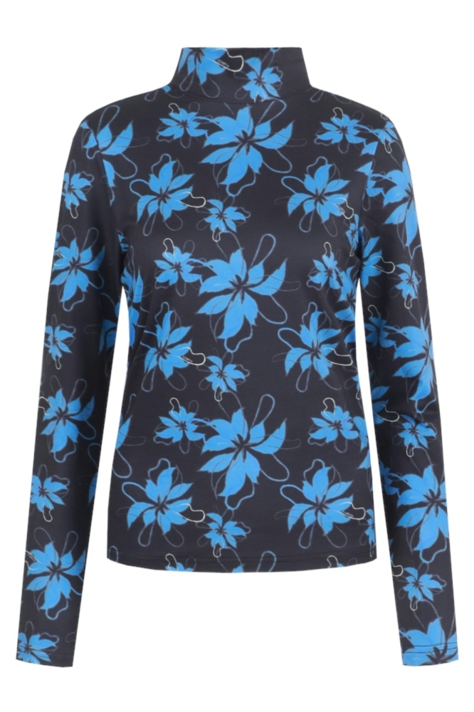 Fluresk blauwe dames top | Vooraanzicht