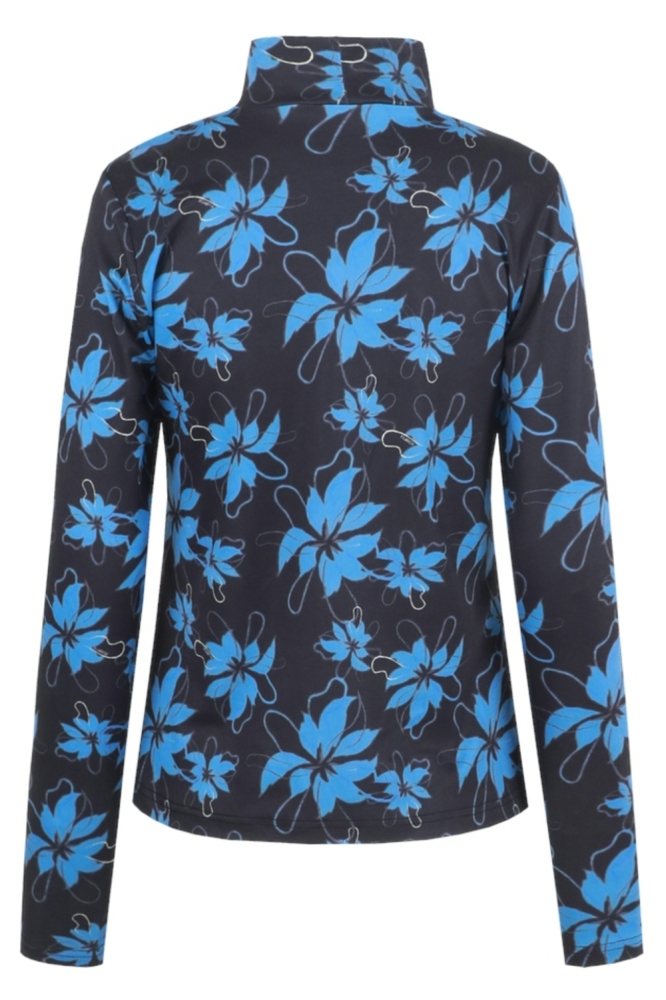 Fluresk blauwe dames top | Achteraanzicht