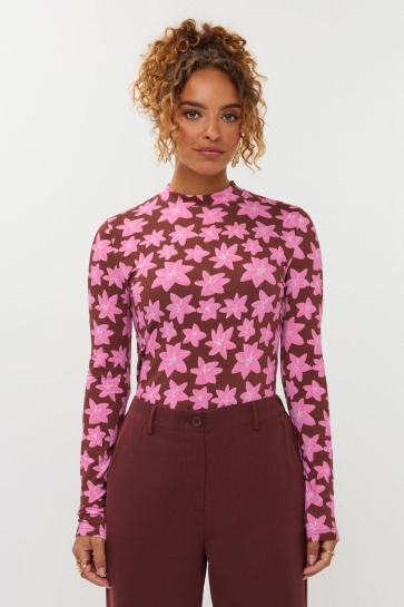 Ydence T-shirt TOP WILLEMIJN WS2557 BROWN FLOWER