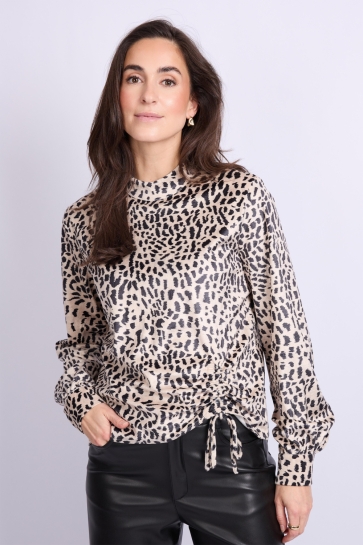C&S The Label T-shirt TABITA TOP 25WFOC22 523001 LIGHT CAMEL/BLACK