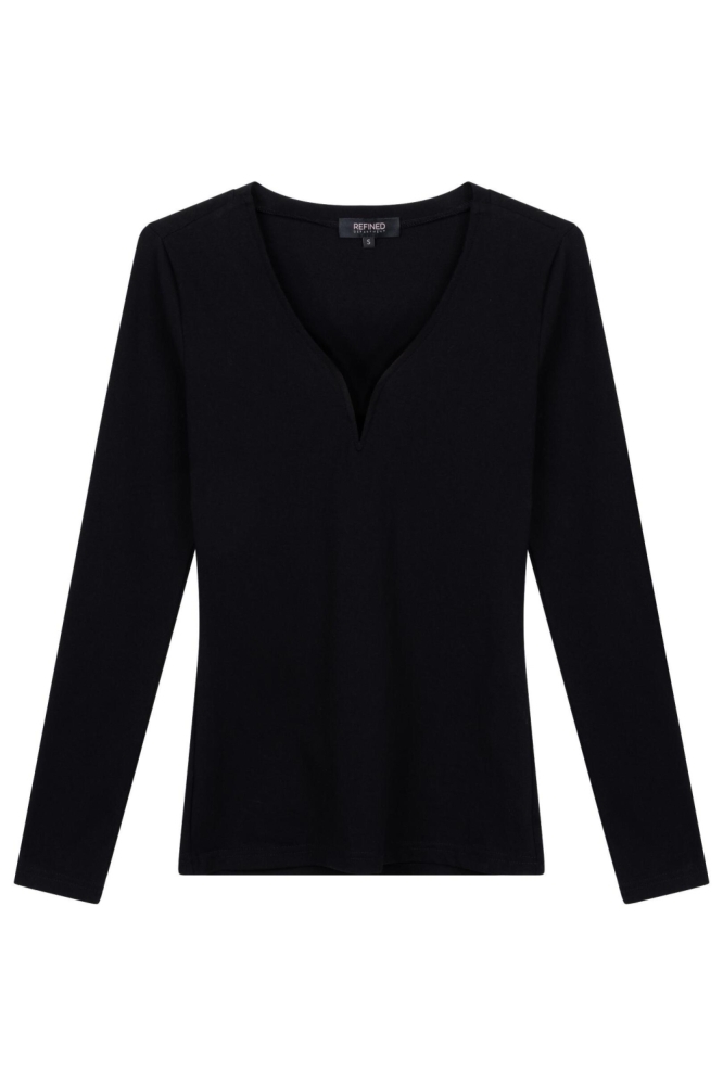 Refined Department zwarte dames t-shirt | Vooraanzicht