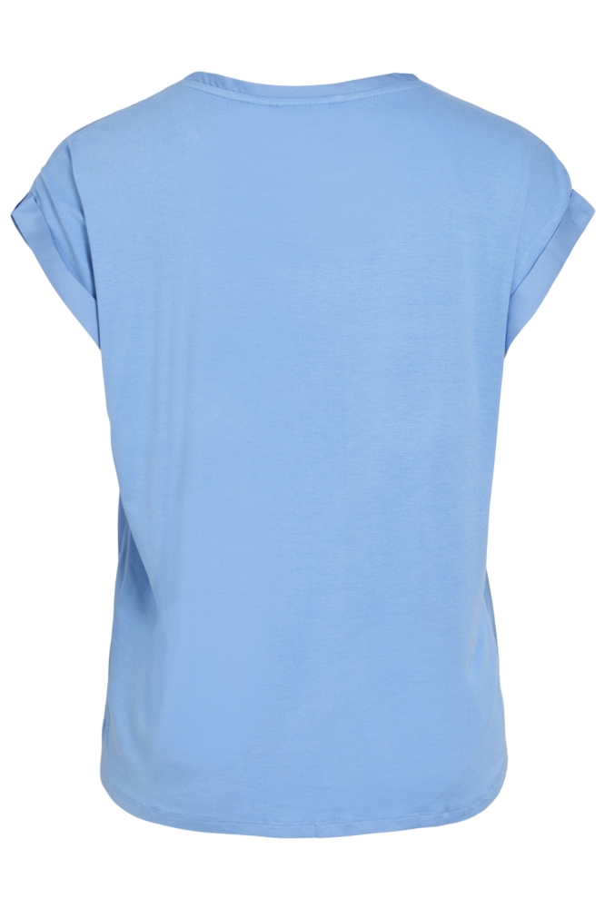 Vila blauwe dames t-shirt | Achteraanzicht